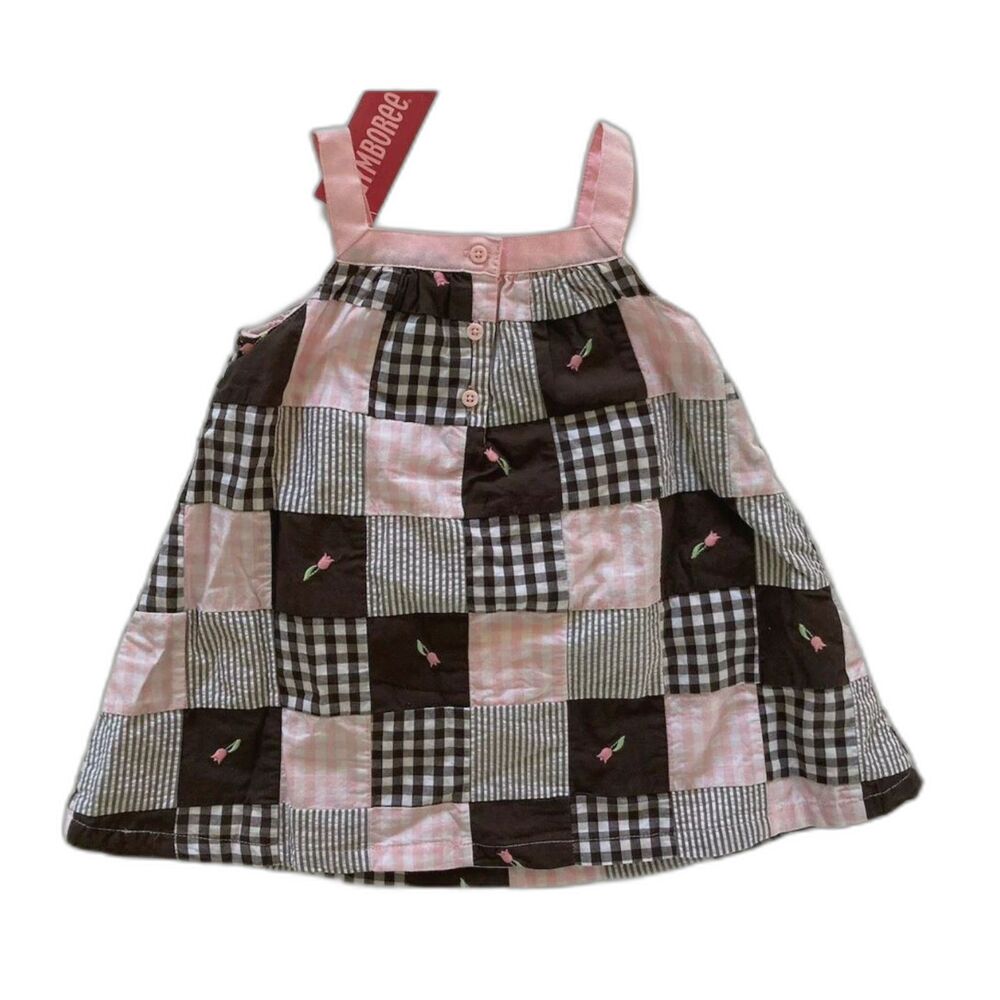 NEW girls dress Gymboree 12-18 M Celebrate Spring brown white pink plaid tulip - Picture 2 of 4